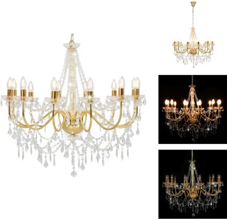 Vidaxl - Kronleuchter - Living Kronleuchter mit Perlen Golden 12 x E14-Fassungen - Gold