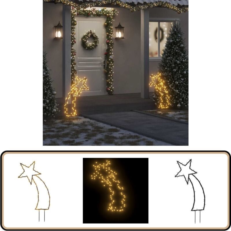 Sternschnuppe mit Erdspießen und 115 LEDs 89 cm - Weihnachtsdeko - Stern - Beleuchtung - Outdoor - Indoor