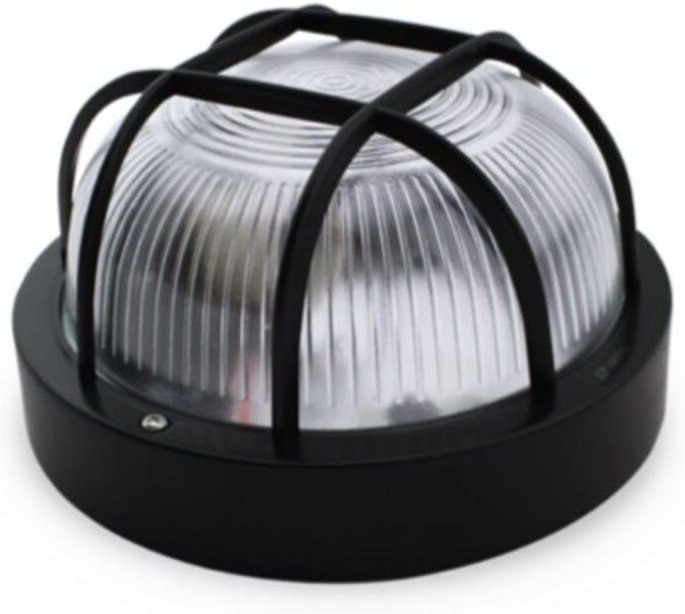 Runde thermoplastische Wandleuchte mit Gitter SCHWARZ E27 GSC 0700157