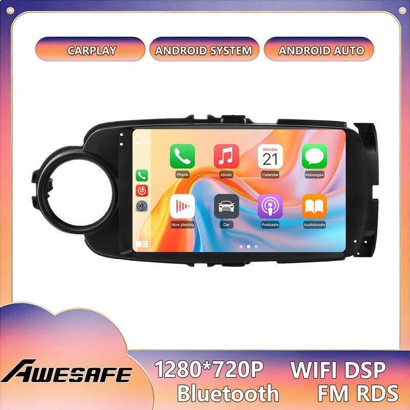 AWESAFE Autoradio Android 13 für Yaris VITZ (2012-2017) 4GB+64GB mit 9'' Touchscreen CarPlay GPS WiFi Bluetooth Android ...