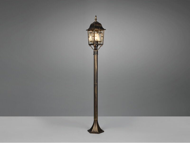 Meinewunschleuchte - Antike led Wegeleuchte aus Aluminium Rostoptik, Höhe 100cm