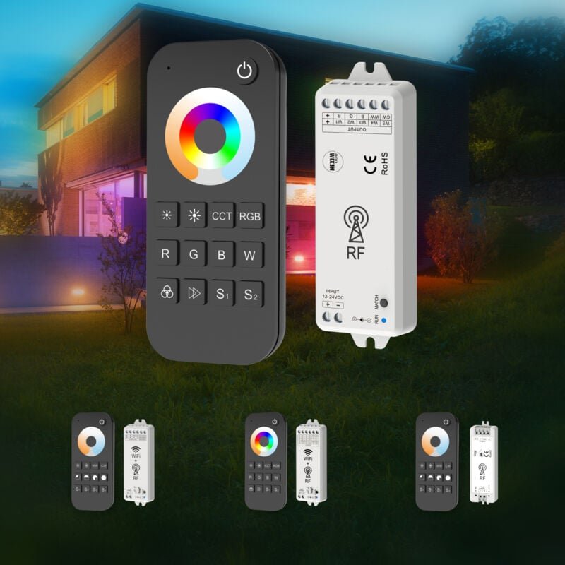 Light 12-36V Wi-FI/RF Controller & Fernbedienung Set rgb/cct led Beleuchtung: rgbw/w/cct, Funkverbindung - Hexim