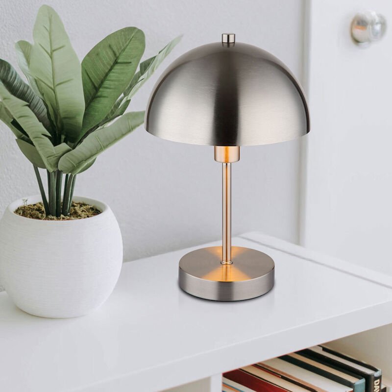 Globo Lighting - Tischleuchte Schlafzimmerlampe Pilzleuchte silber Leseleuchte Beistelllampe, Metall Nickel, E14 Fassung...