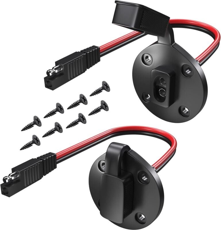 Dolaso - 2er-Pack SAE-Steckdose mit wetterfestem SAE-Seitenanschluss, Schnellanschluss, Solarpanel-Einbauanschluss, 2-po...