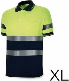 Hochsichtbares Poloshirt, zweifarbig, kurzärmelig, Polyestergewebe, 160 g, atmungsaktiv, Größe XL