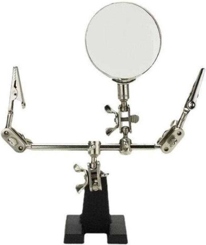 Dritte Hand mit Klemme und Lupe - Löt-Hilfe - Mit 5-fach Vergrößerungsglas