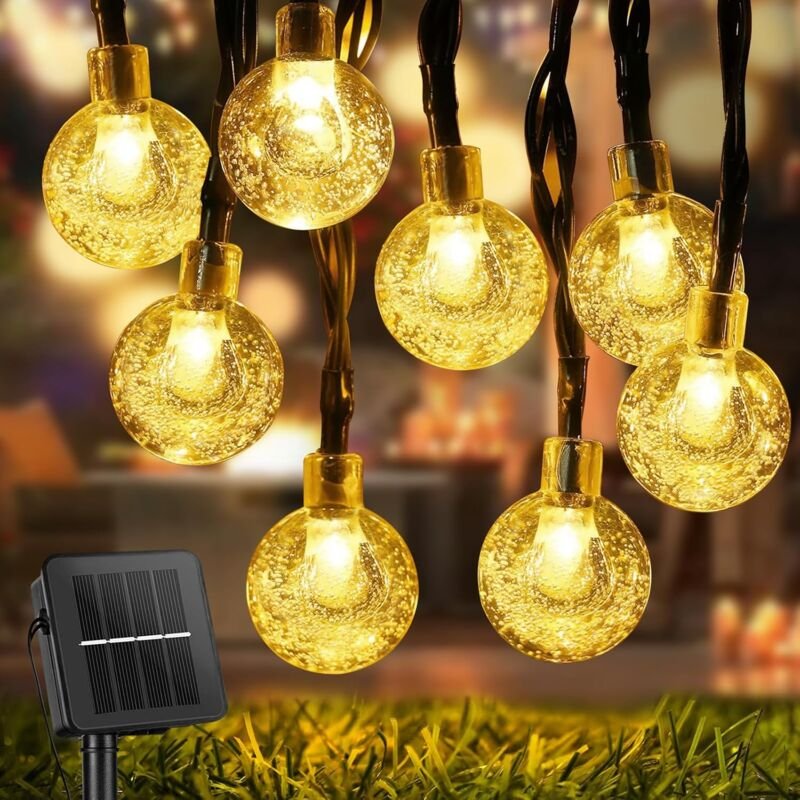 Solar-Lichterkette für draußen, 12 m, 100 LEDs, 8 Modi, IP65, wasserdicht, Solar-Lichterkette für draußen, für Garten, H...