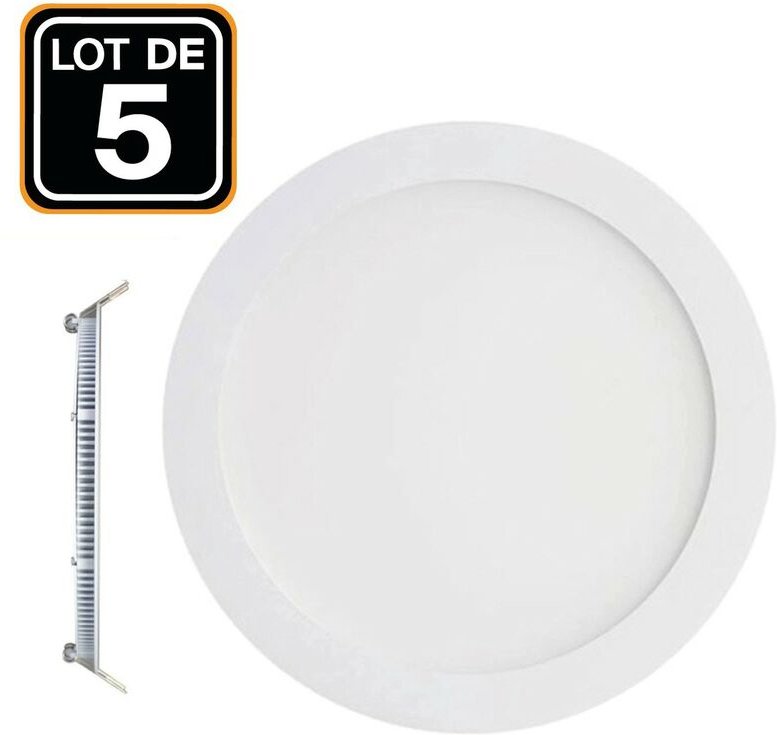 Europalamp - 5 LED-Einbaustrahler 12W Rund Extraflach Kaltweiß 6000K