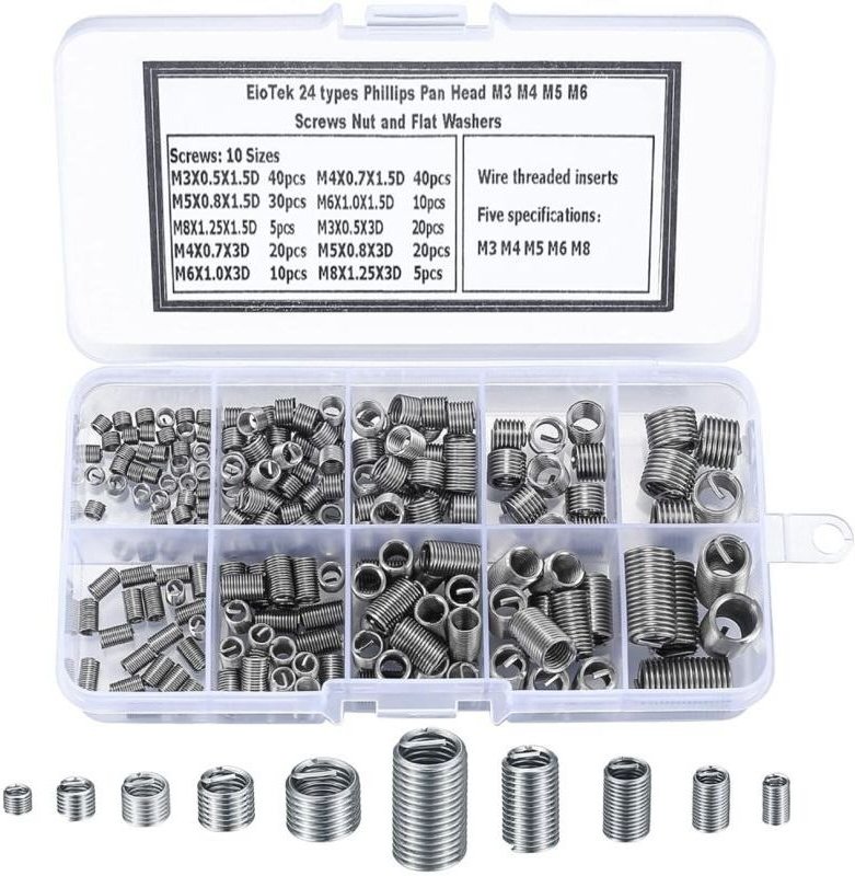 200 Stück selbstschneidende Gewindeeinsätze, Gewindeeinsatzschrauben aus Edelstahl, M3 M4 M5 M6 M8 selbstschneidende Gew...