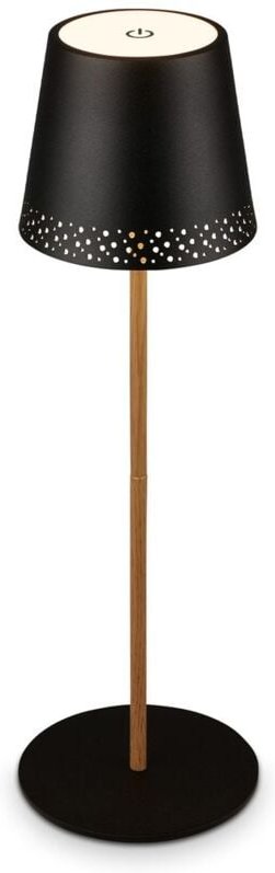 Led Akku-Tischleuchte Tischlampe verstellbar IP44 schwarz-holz rgb innen außen