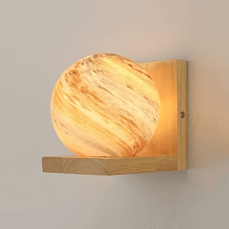 Galaxy Glas-Wandleuchte mit Lampenschirm, Wohnkultur, nordische Kreativität, Holzsockel, Wandlampe, Nachtlicht für Kinde...