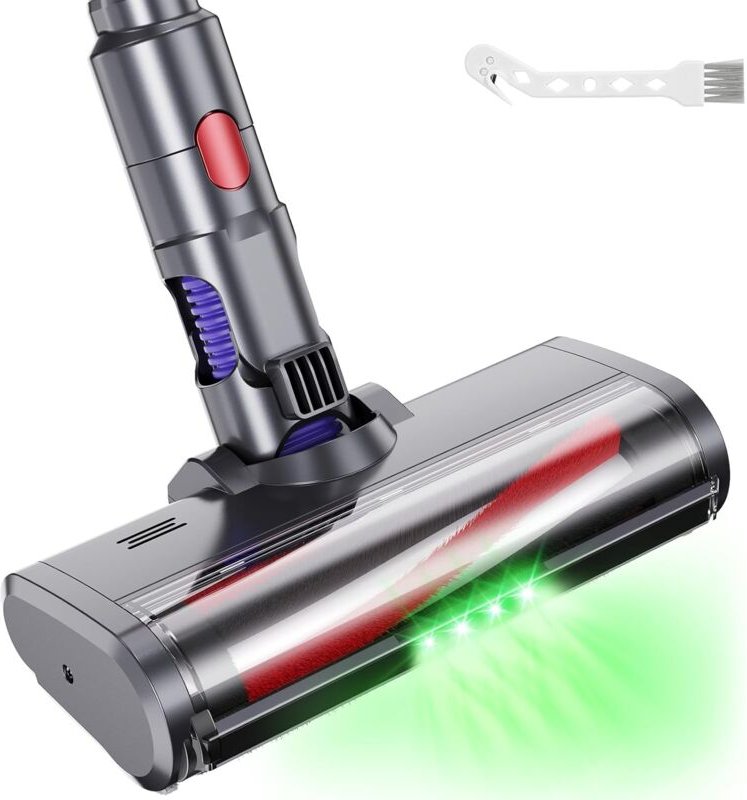 Bürste kompatibel mit Dyson Staubsaugern V7 V8 V10 V11 V15, Direktantrieb-Ersatzbürstenkopfaufsatz mit 4 LED-Leuchten fü...