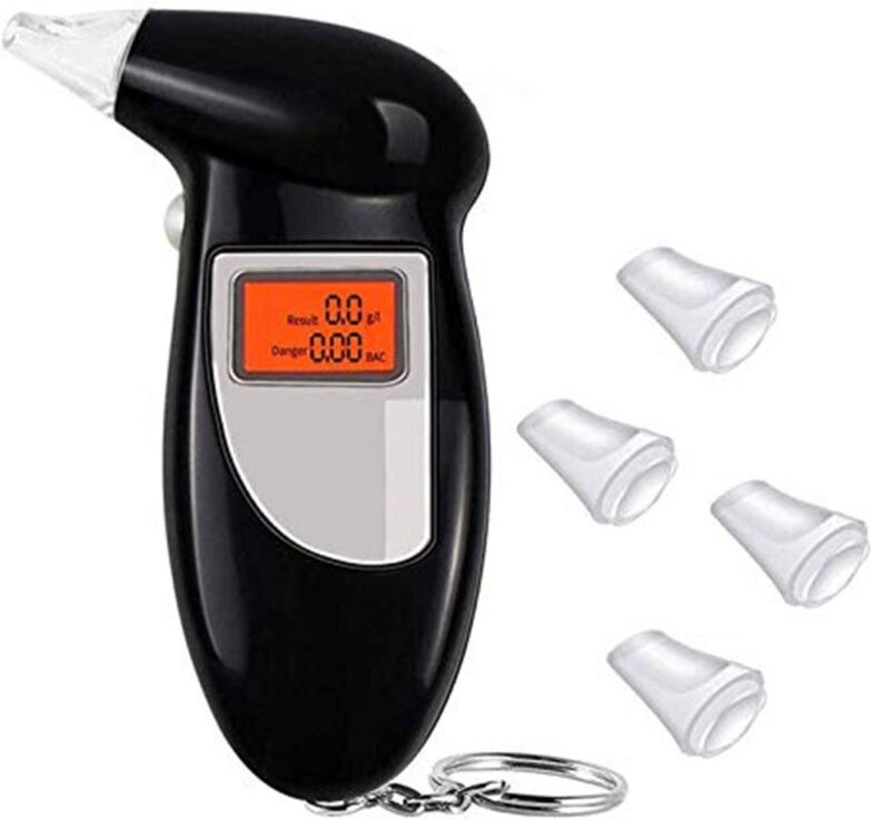 Tragbarer elektronischer Alkoholtester, professioneller Alkoholtester mit 4 Mundstücken