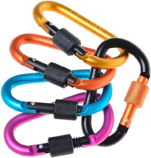 Karabinerhaken-Schlüsselanhänger aus Aluminiumlegierung in D-Form, mehrfarbig, für Bergsteigertasche/Zelt/Hängematte/Sch...
