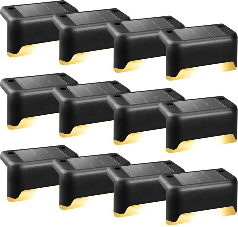 Solarleuchten für draußen, 12er-Pack Treppenlichter, wasserdichte LED-Leuchten für Außentreppen, Stufen, Zäune, Höfe, Te...