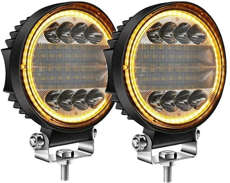Woosien - 2x 4 Zoll 200w LED-Arbeitsscheinwerfer Combo Spot Off-Road-Fahren Bernstein Nebelscheinwerfer