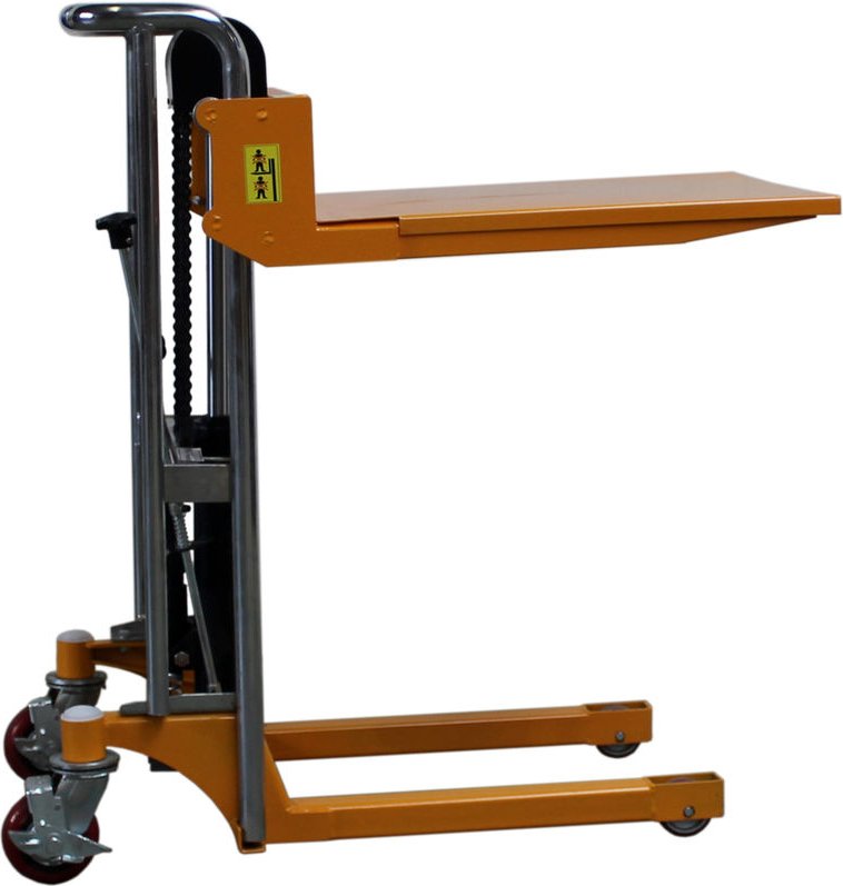 qteck Manuelle Minilifter Single 650mm Gabellänge 85-850mm Hubhöhe mit 400kg Hubkraft