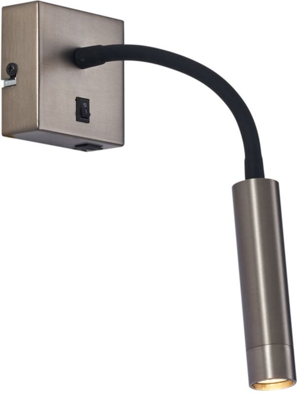 Thumbnail - Moderne Wandleuchte in Gunmetal mit USB-C-Anschluss - Gosna