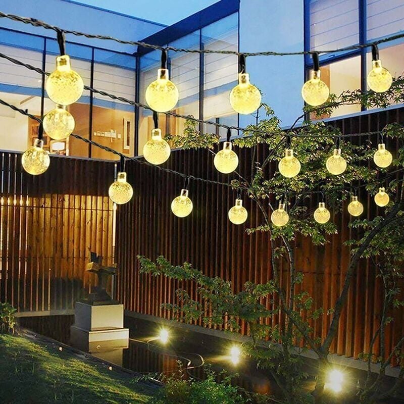Solar-Lichterkette für draußen, 50 LEDs, wasserdicht, Lichterkette mit 8 Modi, für drinnen/draußen, Garten, Terrasse, Ba...