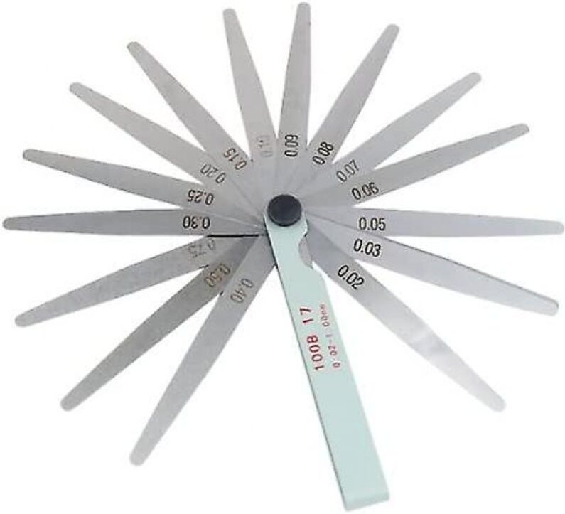 BEBUSINGOTO 17 klingen Metrische Stahl Fühlerlehre Zündkerze Abstand Messwerkzeug 0,02-1,0mm