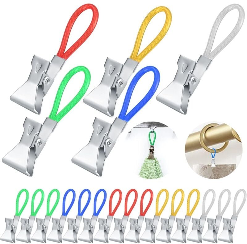 Csparkv - 20 Stück Geschirrtuch-Clip, Geschirrtuch-Haken, Küchen-Geschirrtuch-Aufbewahrungsclip aus Metall, mehrfarbige ...
