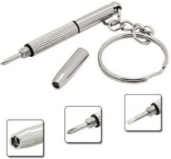 Brillen-Schraubendreher-Set, Schlüsselanhänger, tragbar, Edelstahl, 3-in-1, Sonnenbrillen-Uhrenreparatur, nützliches