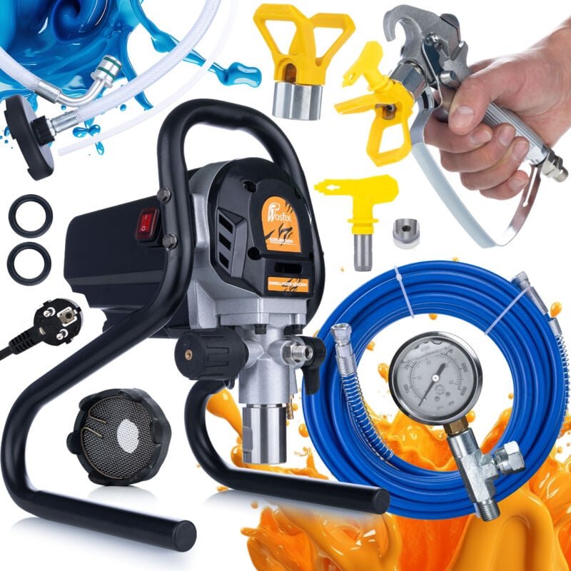 Rosfix EcoFlow 1200 Farbspritzgerät – 1200 W, 1,7 l/min, 2000 PSI Airless-Technologie, 10 m Schlauch, Düse 515 Für Wandf...