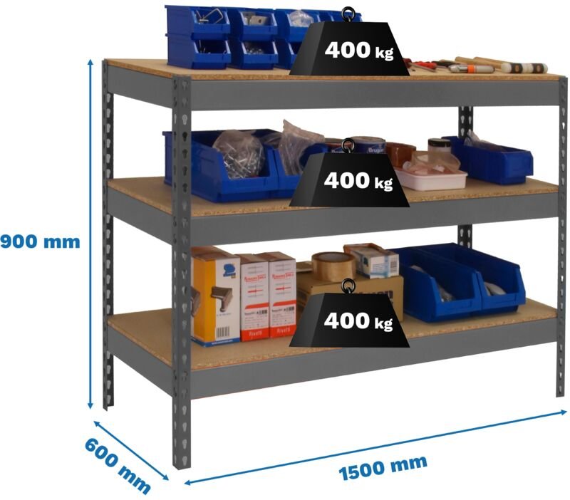 Simonrack Arbeitswerkbank grau und robust aus Holz 1510 mm