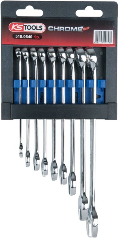 CHROMEplus Ringmaulschlüssel-Satz, abgewinkelt, 9-tlg