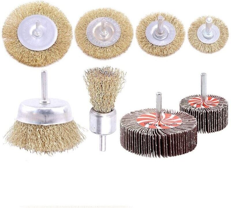 8er-Pack messingbeschichtete Drahtbürsten mit 6-mm-Schaft zum Entfernen von Rost, Korrosion und reibenden Oberflächen