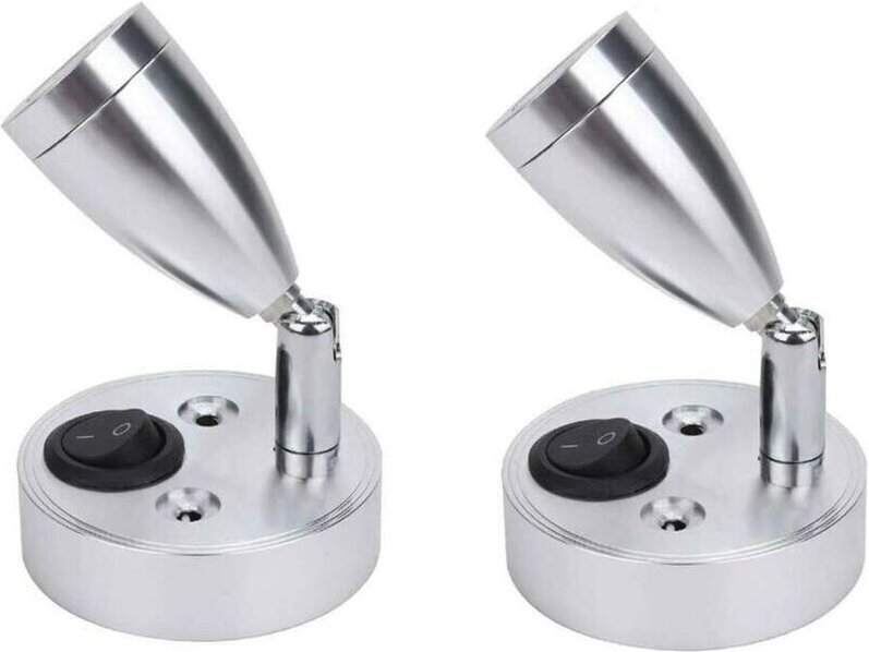 2 Stück 12 v LED-Spot-Licht, Nachttisch-Wand-Leselicht, verstellbarer Schalter, Wohnmobil, Wohnwagen, Van, Wohnwagen, In...