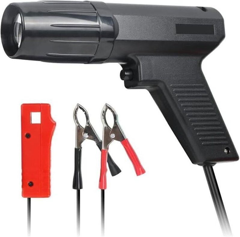 12-V-Blitzlicht mit Induktionsklemme – Robustes ABS-Gehäuse – Zwei Krokodilklemmen für Autos und Motorräder