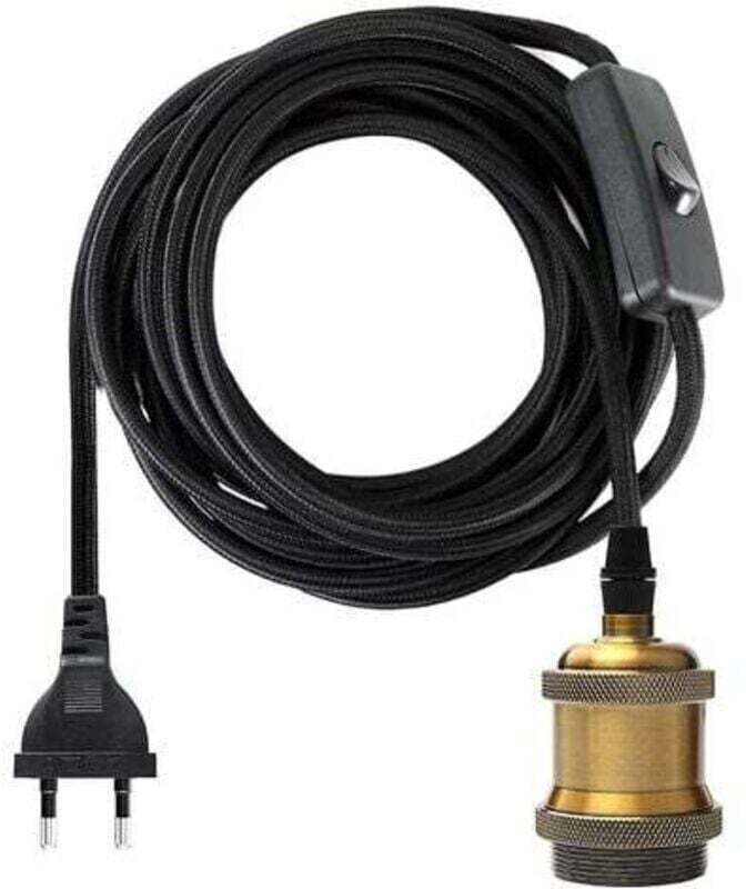 E27-Fassung mit Schalter, 1,2 Meter langes Textilkabel für Glühbirnenfassung/Retro-Edison-Pendelleuchte/Kreative Lampe, ...