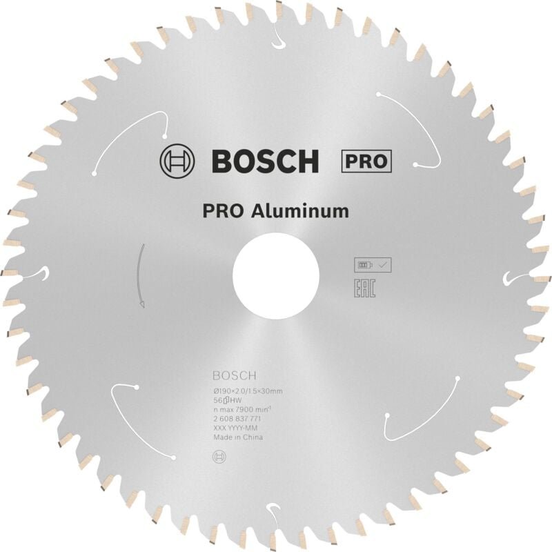 Pro Aluminium cordless Kreissägeblatt, 190 x 2 x 30 mm, T56 - Bosch
