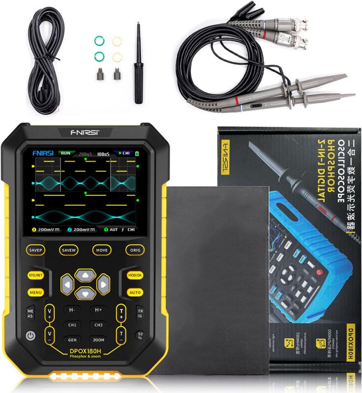 Oscilloscopio digitale a fluorescenza portatile 2 in 1 a doppio canale con generatore di segnale da 20M e larghezza di b...