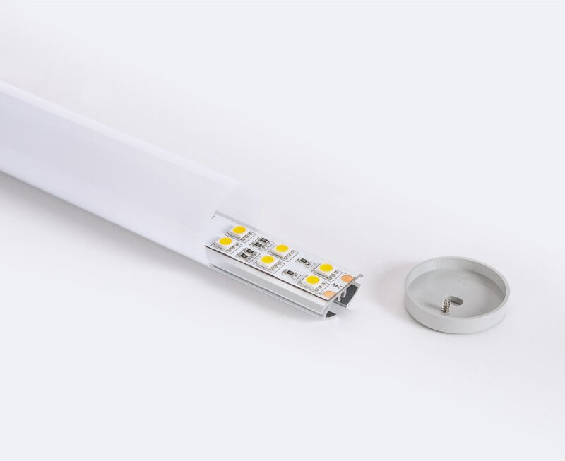 Aluminiumprofil Rund Hängend 2m für LED Streifen bis 16 mm Aluminium 2 m Weiß transluzent