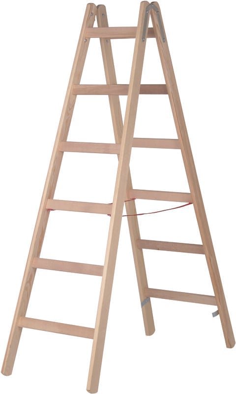 Hymer - Holz Sprossenstehleiter 2x4 Sprossen Leiter beidseitig begehbar, Sicherung