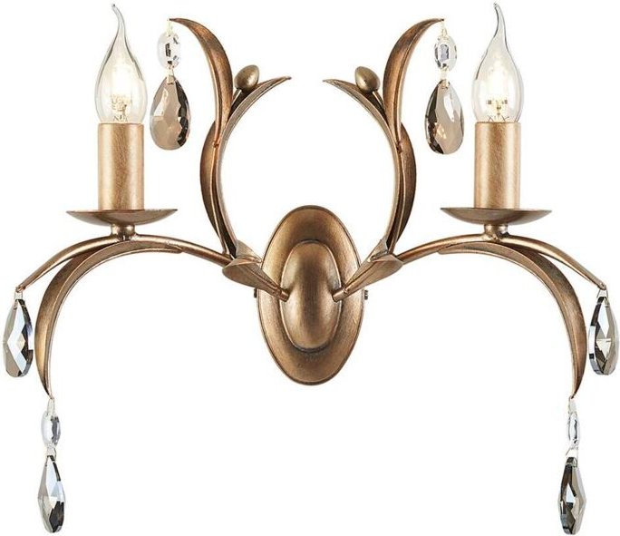 Lily - 2 Light Indoor Candle Wandleuchte Metallic Bronze Floral Leaves Design - Elstead
