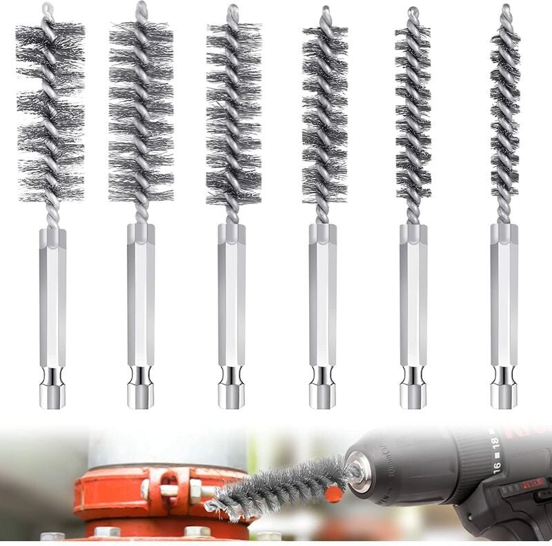 Petites Ecrevisses - 6 Stück Drahtbürste Bohrmaschine Zylinderbürste 6 Größen Heizkesselbürste für Bohrmaschine Polier S...