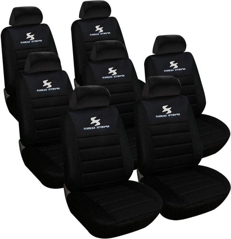 WOLTU 7er Sitzbezüge Auto Einzelsitzbezug universal Größe, Komplettset, Schwarz
