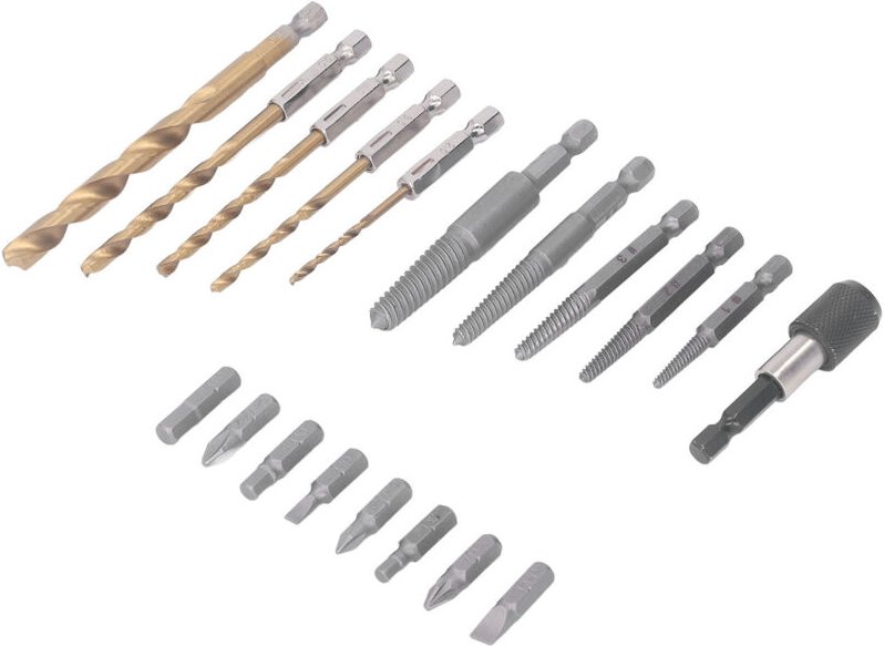 Schraubenausdreher-Set, Ausdreher für beschädigte und abgebrochene Schrauben, Spiralbohrer mit Sechskantschaft und Schra...