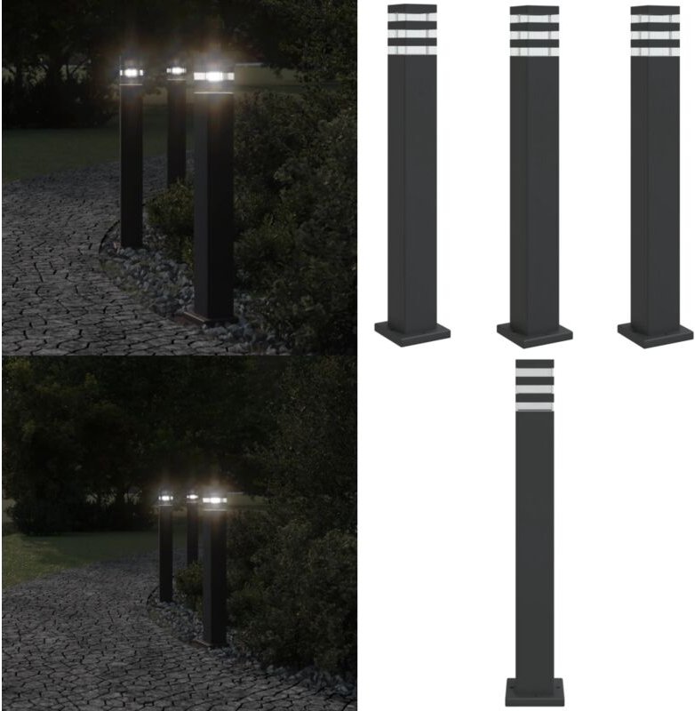 Wegeleuchten 3 Stk. Schwarz 80 cm Aluminium - Wegeleuchte - Außenstehleuchte - Gartenlampe - LED-Lampe - Outdoor Beleuch...