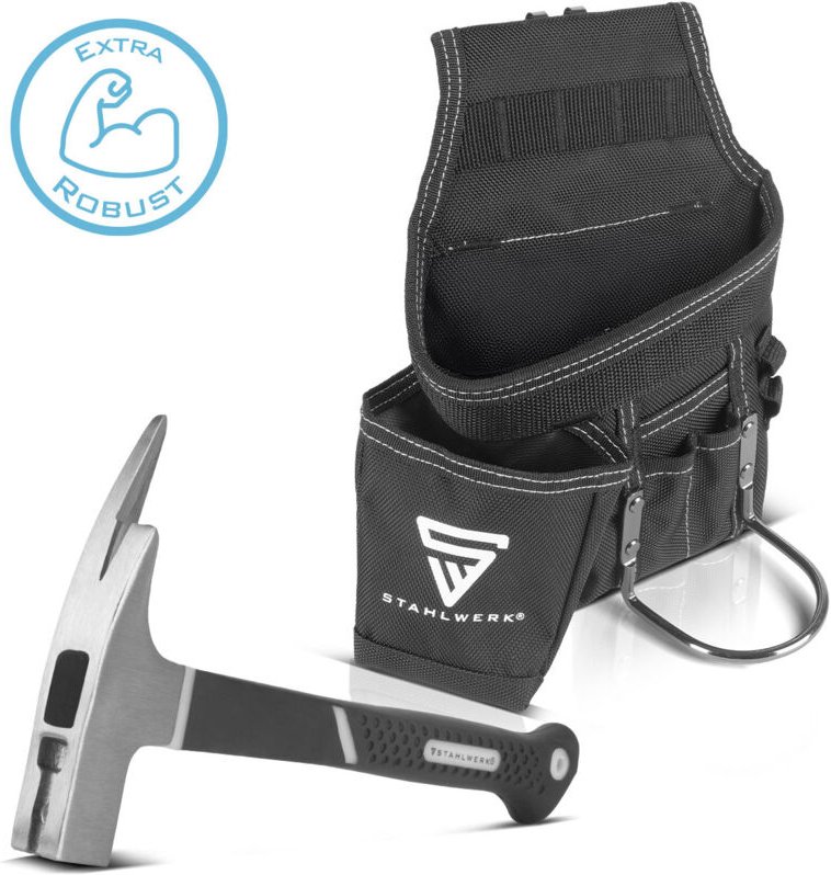 STAHLWERK Werkzeuggürtel mit Latthammer / Klauenhammer im Set