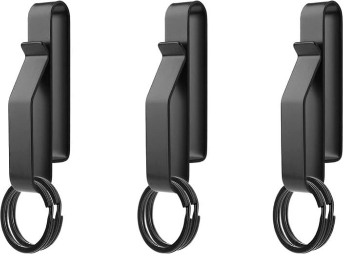 Thumbnail - 3 stücke StrapazierfäHiger GüRtelschlüSselhalter mit 6 StüCk MetallschlüSselringen, Edelstahl Schwarz MäNner SchlüSselan...