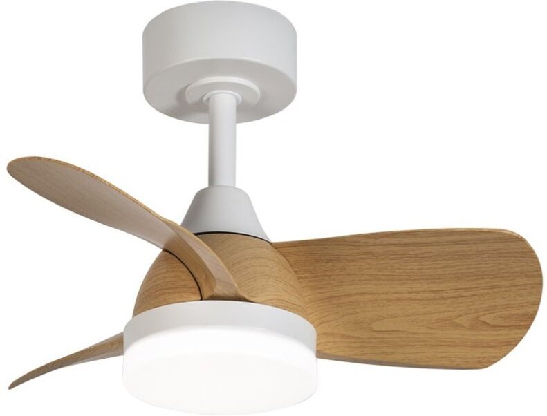 Byan Mini Weiß+Holz LED-Ventilator 18W 2000Lm cct Dim