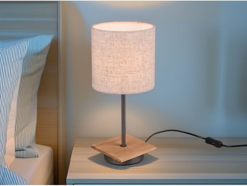 Elmau Tischlampe Nickel und Lampenschirm Sand Ø18 cm Trio Lighting