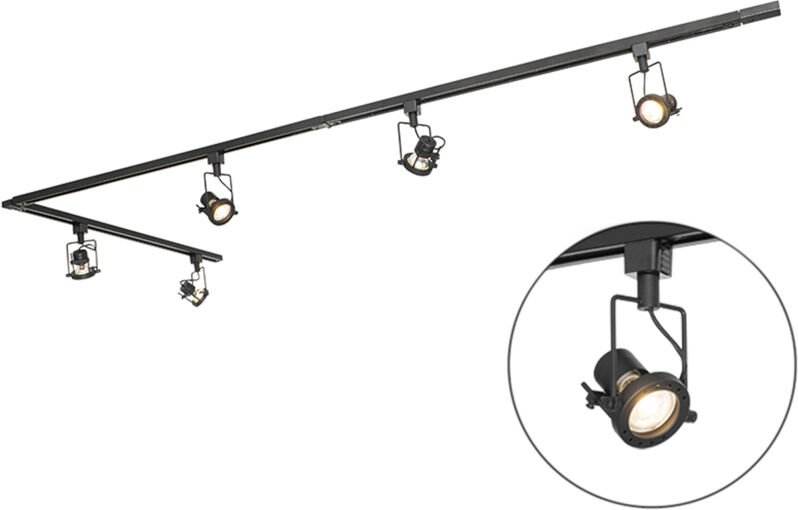 Schienensystem mit 5 Spots 1-phasig schwarz - Sulux