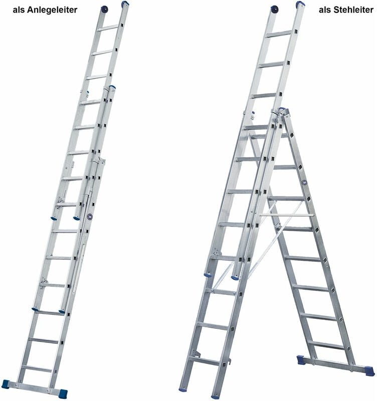 Iller Mehrzweckleiter Eurostars mit Wandlaufrollen 3x14 Sprossen