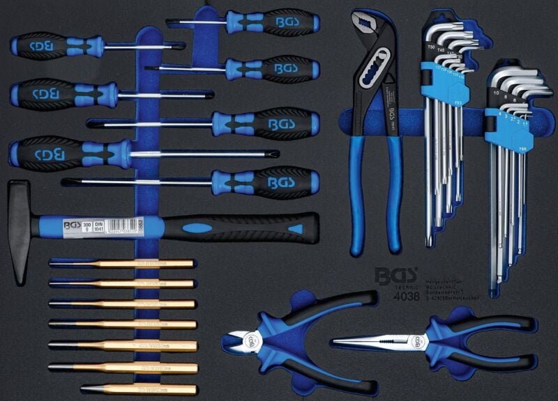 Werkstattwageneinlage 3/3: Hammer-, Zangen-, Schraubendreher-Satz 36-tlg.