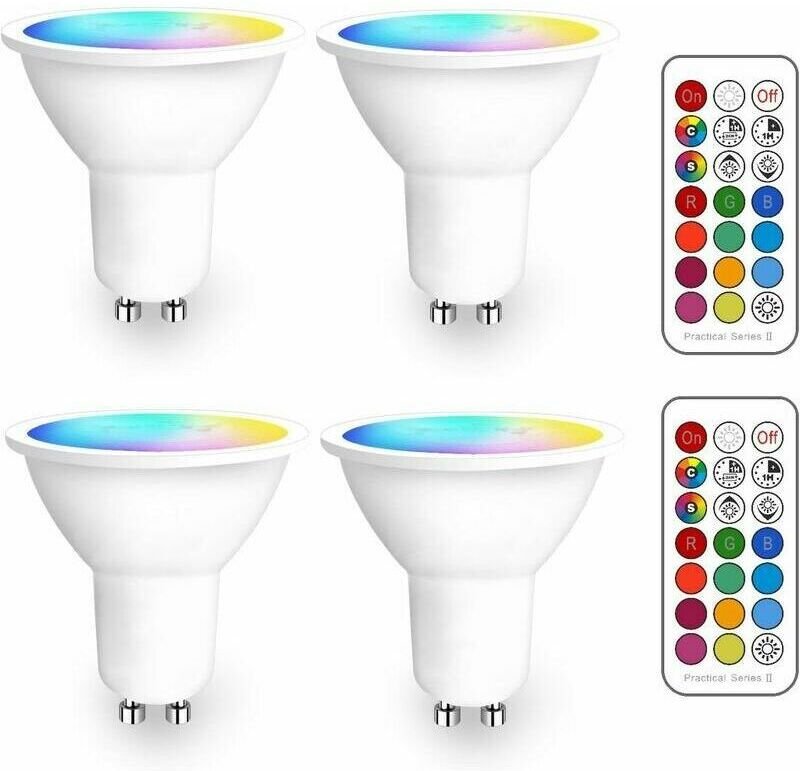 CHOYCLIT GU10 RGB-LED-Strahlerbirne, Farbwechsel-LED-Glühbirnen, dimmbare RGBW-LED-Glühbirnen, warmweiße (2700 K) LED-St...
